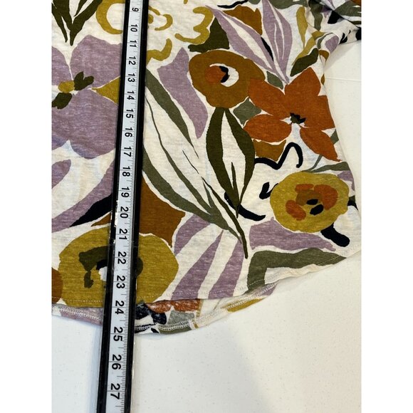 Rachel Zoe Plus 2X Linen Floral Blouse Boho Cottagecore Loose Fit Top - Picture 4 of 9